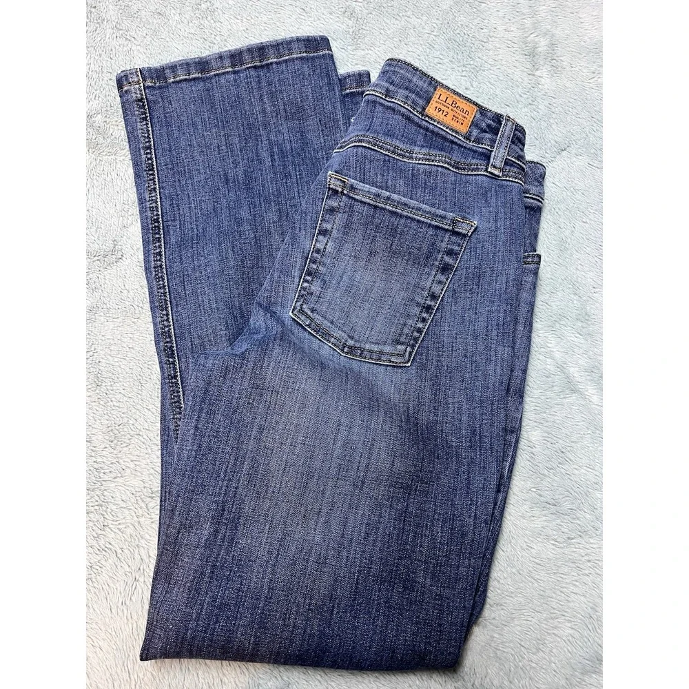 LL Bean‎ Jeans Bangles Bootcut Women's 6/27 Blue Denim Stretch Favorite Fit